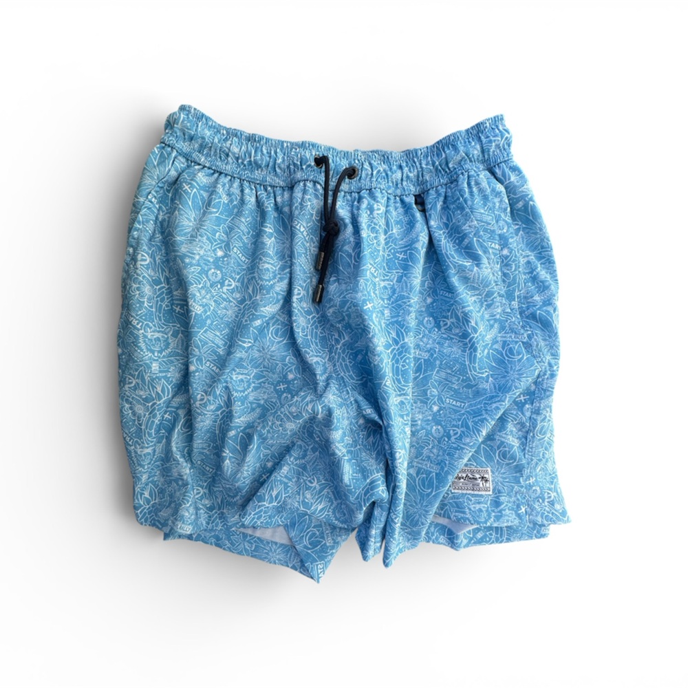 Light Blue Men’s Swim Trunks with Subtle Print
